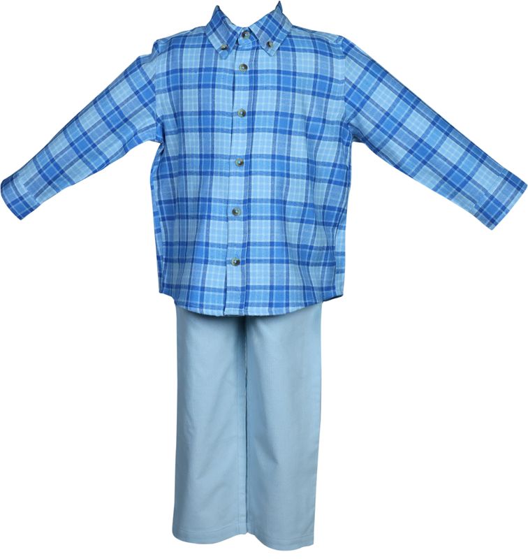 Blue Plaid Button Down Shirt