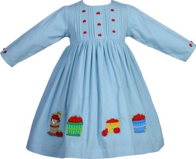 Blue Corduroy Apple Basket Dress