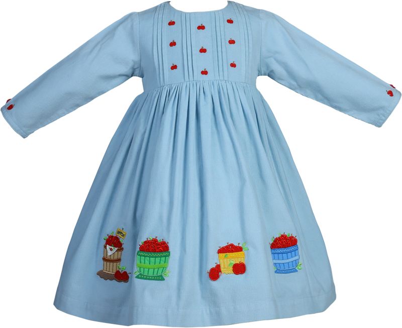 Blue Corduroy Apple Basket Dress