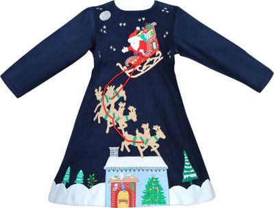 Navy Santa Sleigh Dress
