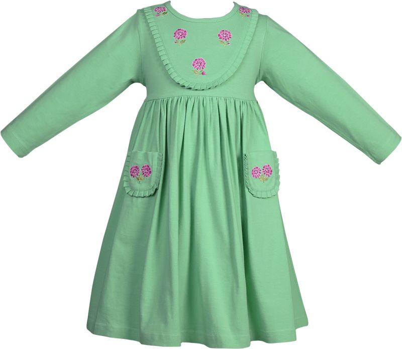 Sage Green Knit Embroidered Dress
