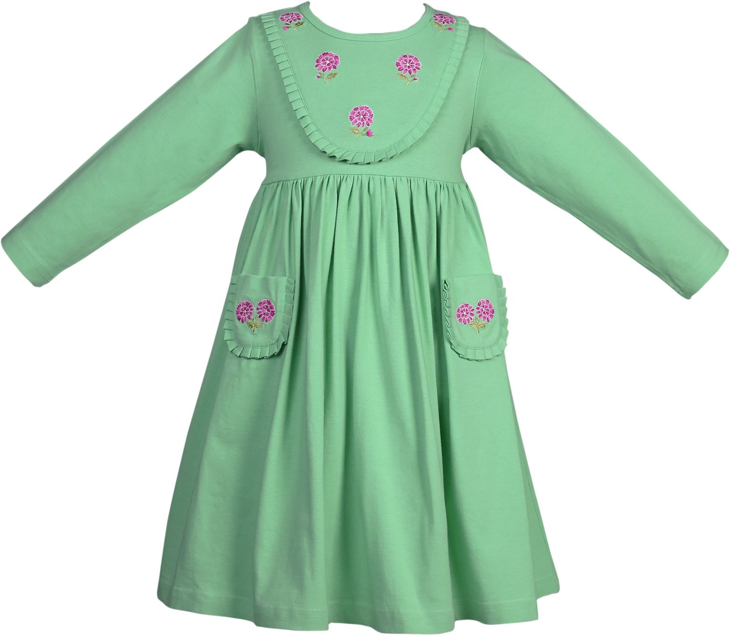 Sage Green Knit Embroidered Dress
