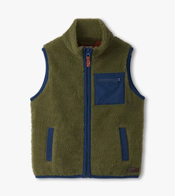 Loden Green Faux Sherpa Vest