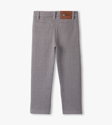 Dark Grey Herringbone Straight Leg Pants