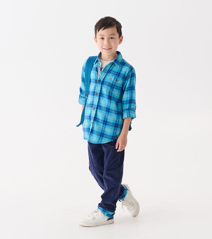 Blue Stone Plaid Button Down Shirt