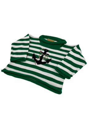 Green+White Stripe Anchor Sweater