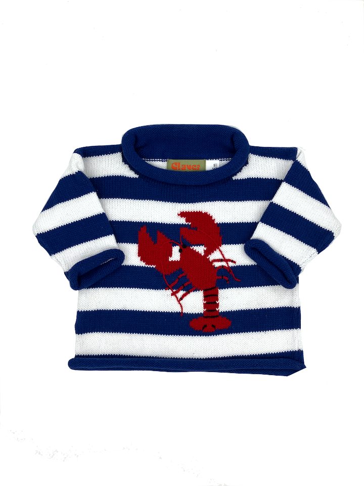 Blue/Wht Stripe Lobster Sweater