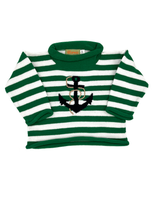 Green+White Stripe Anchor Sweater