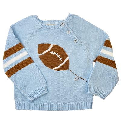 Blue Knit Football Sweater