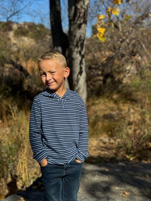 Cream+Navy Roger Hooded Top