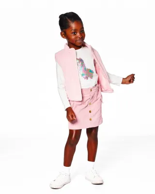 Silver Pink Corduroy Puffy Vest