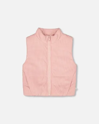 Silver Pink Corduroy Puffy Vest