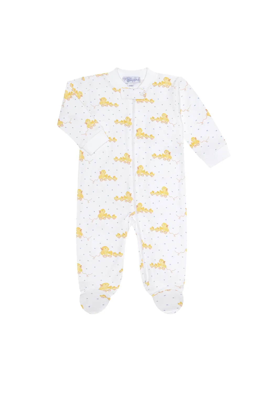 Blue  Ducks Print Zipper Footie