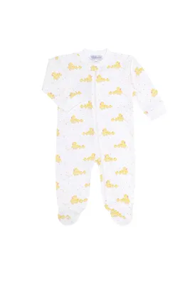 Pink Ducks Print Zipper Footie