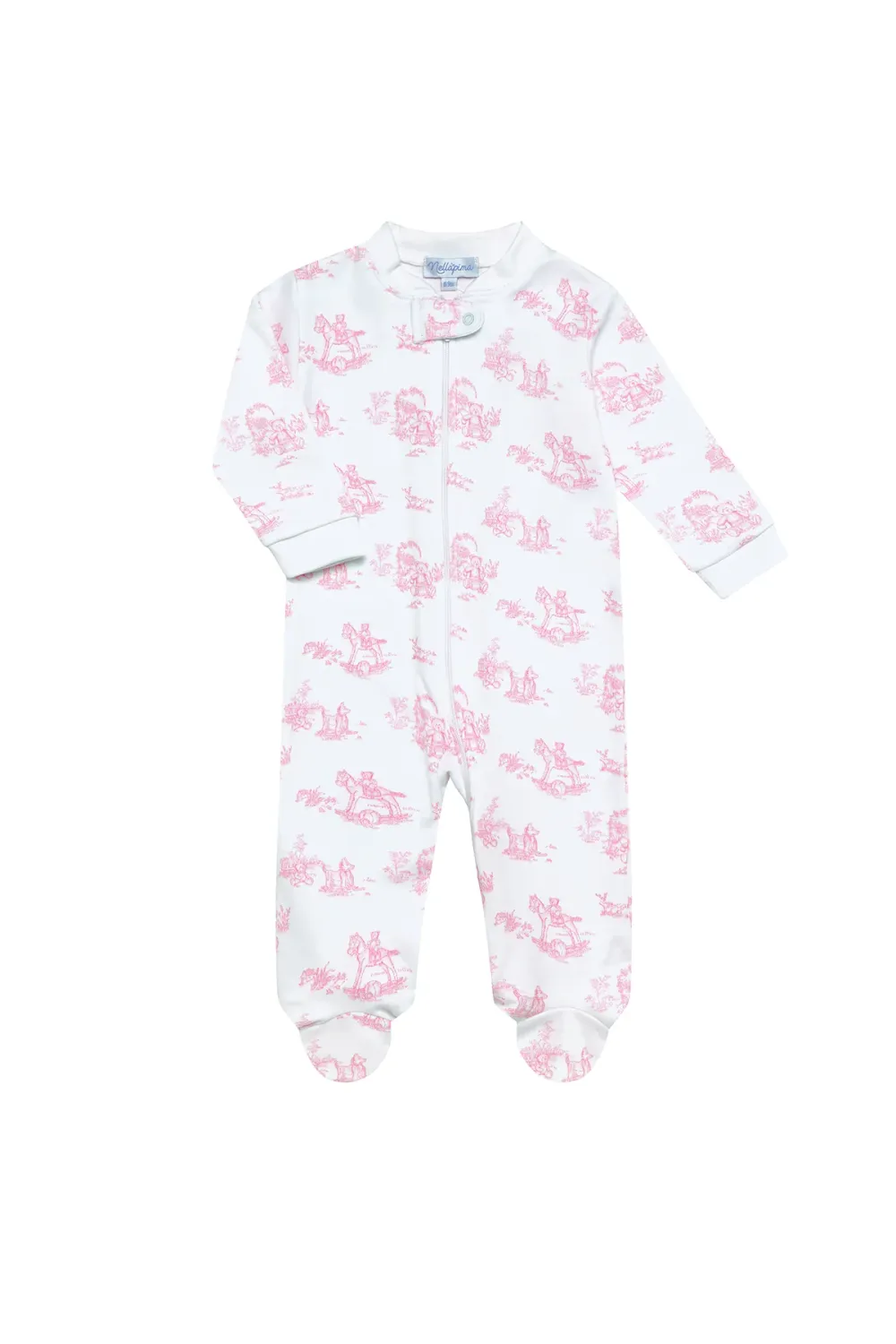 Pink Toile Zip Footie