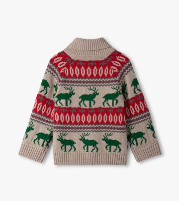 Winter Elk Shawl Collar Cardigan