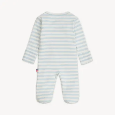 Blue Stripe Organic Cotton Footie