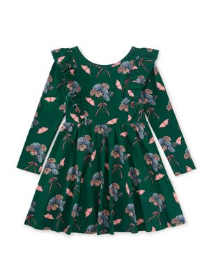 Floral+Butterfly Bouquet Ruffle Shoulder Ballet Dress