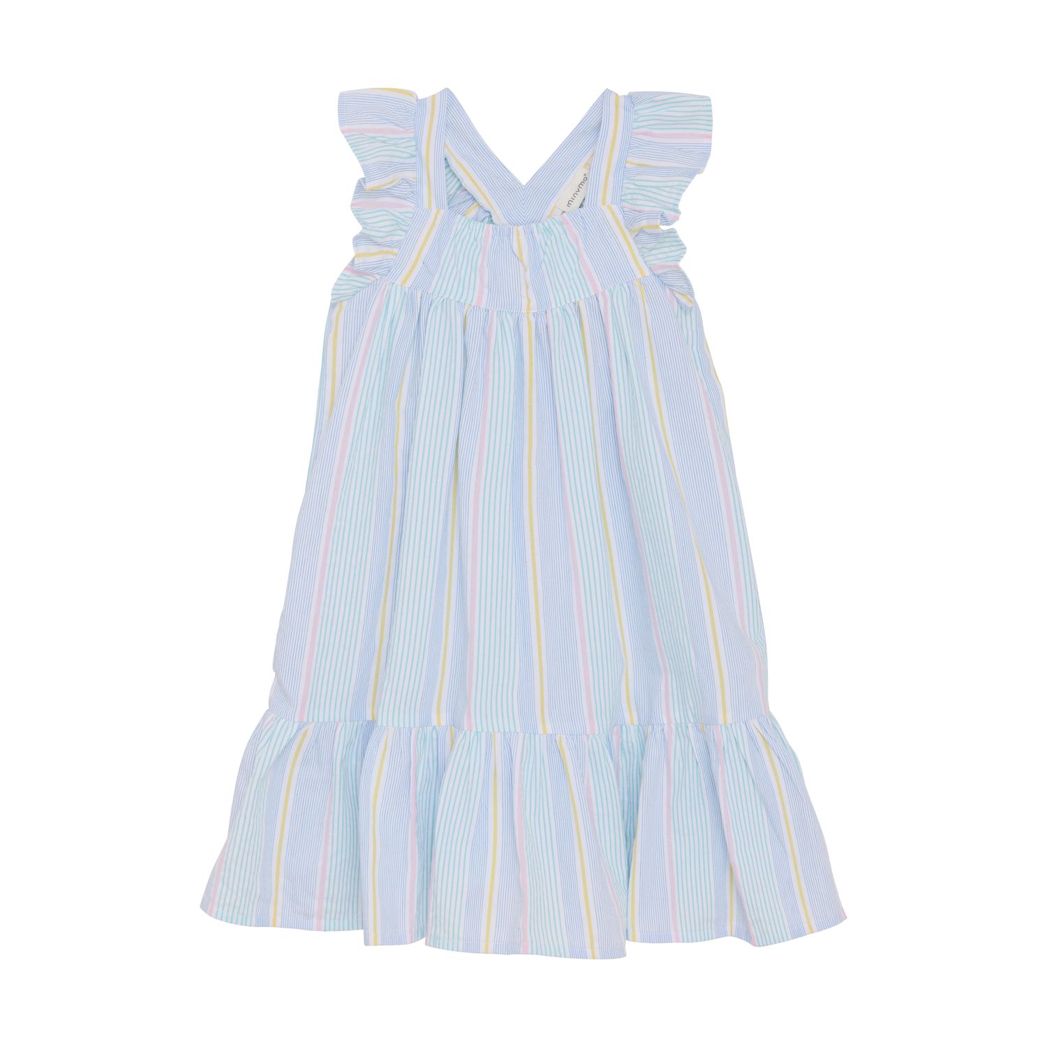 Multicolor Stripe Ruffle Hem Dress