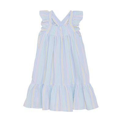 Multicolor Stripe Ruffle Hem Dress