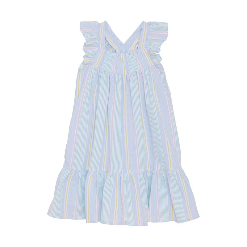 Multicolor Stripe Ruffle Hem Dress