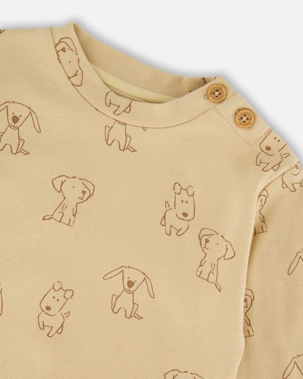 Brown Printed Dog Set