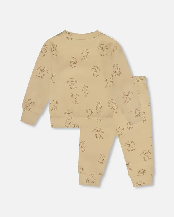 Brown Printed Dog Set