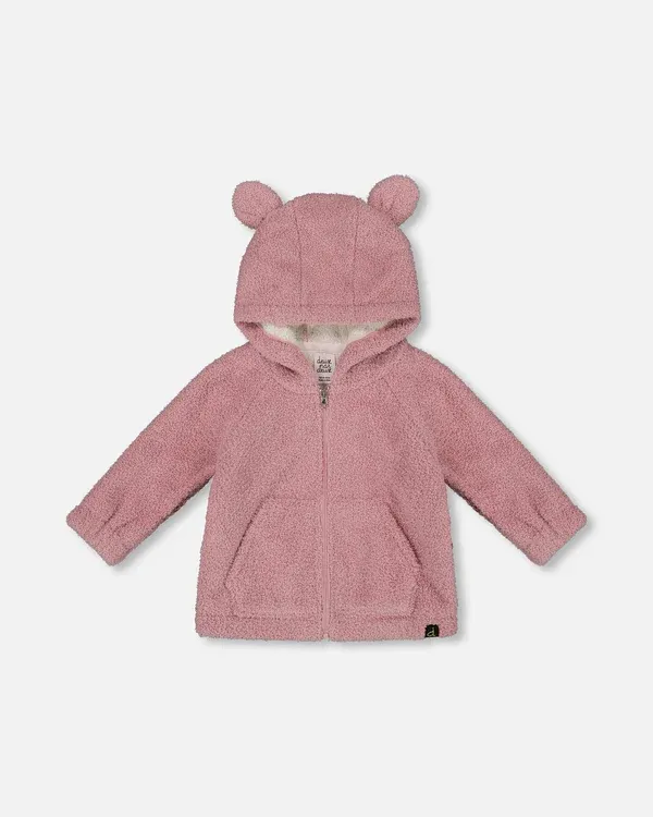 Dawn Pink Hooded Plush Jacket