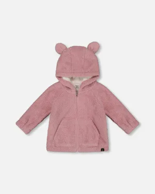 Dawn Pink Hooded Plush Jacket