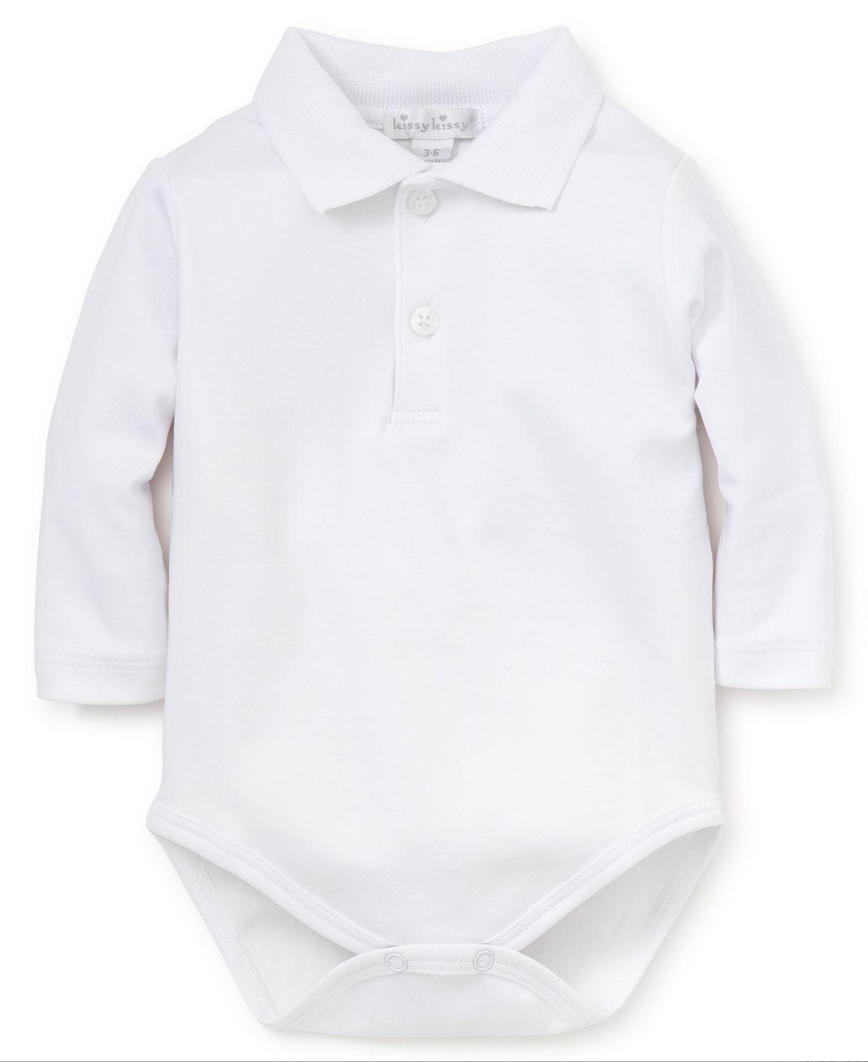 White Long-sleeve Knit Collar Bodysuit