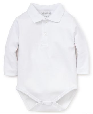 White Long-sleeve Knit Collar Bodysuit