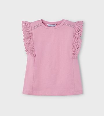 Mauve Lace Sleeve Tee