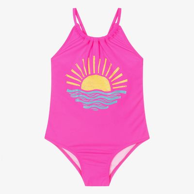 Neon Pink Sunrise Gather Front Suit