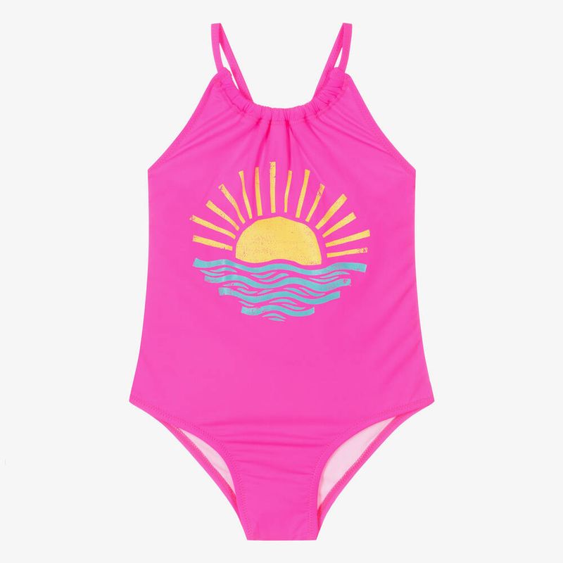 Neon Pink Sunrise Gather Front Suit