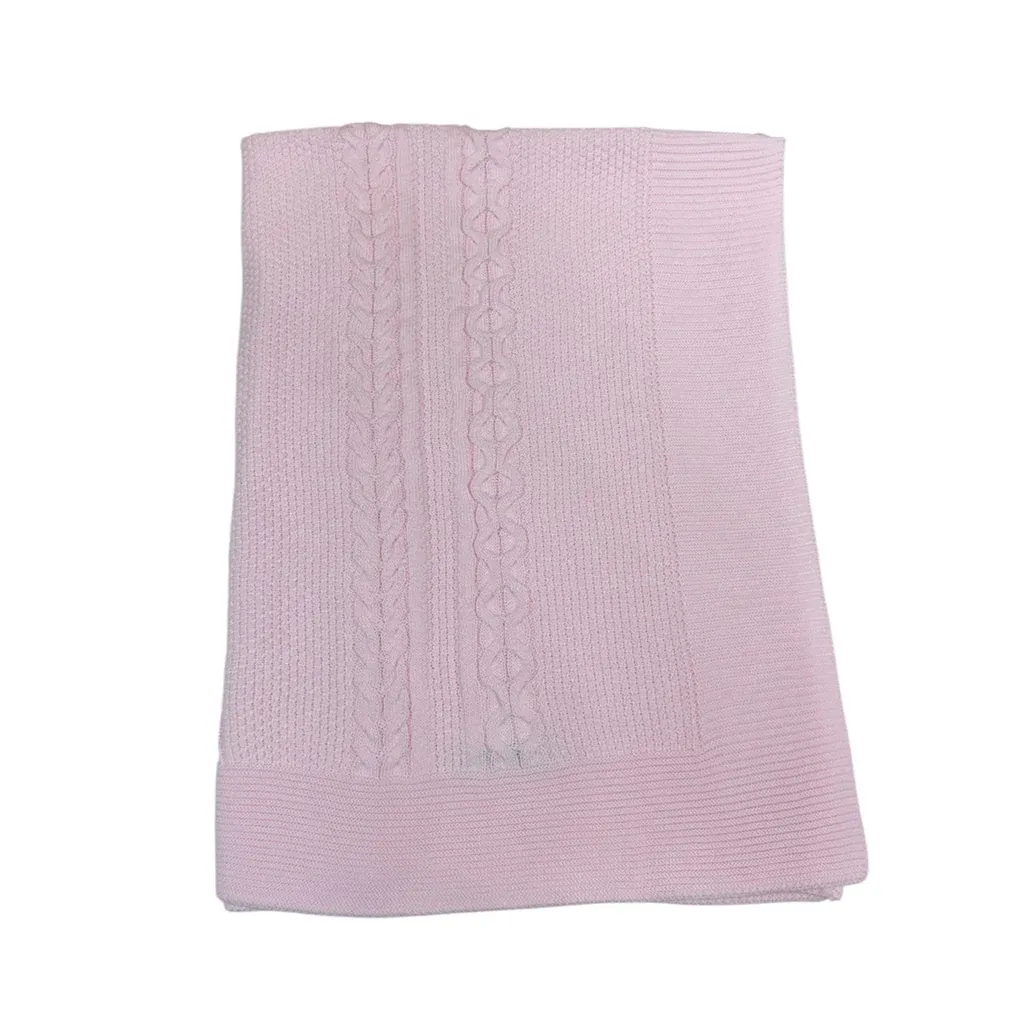 Classic Pink Aran Knit Blanket