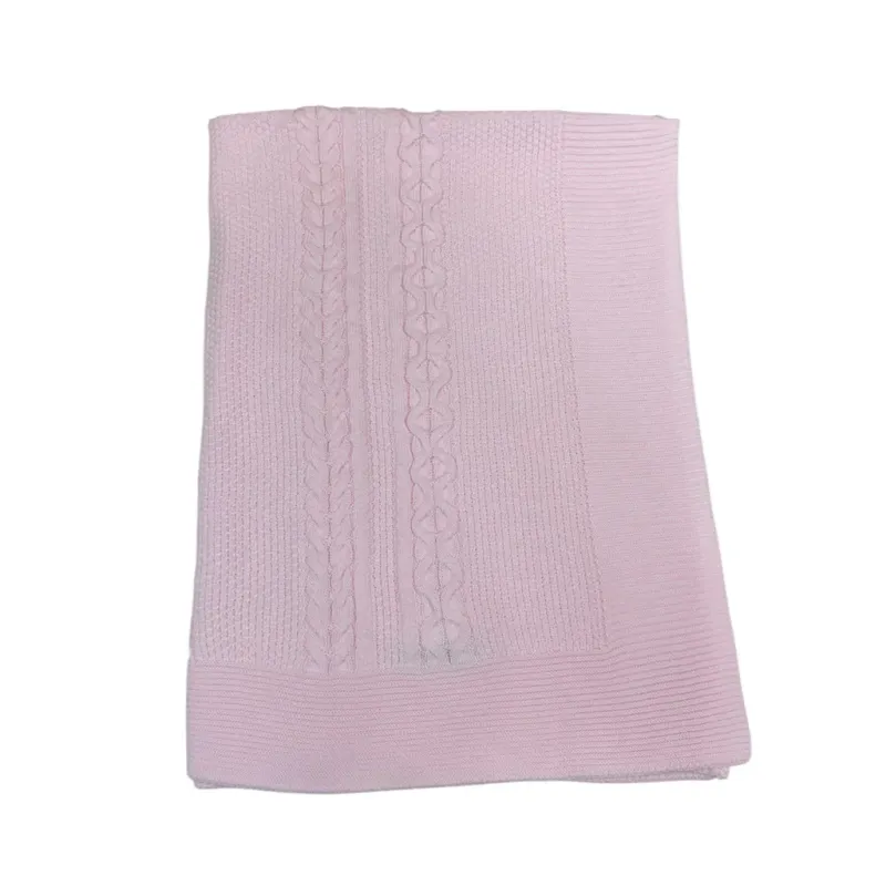 Classic Pink Aran Knit Blanket