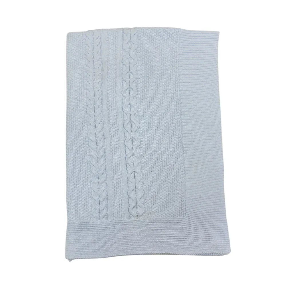 Classic Blue Aran Knit Blanket