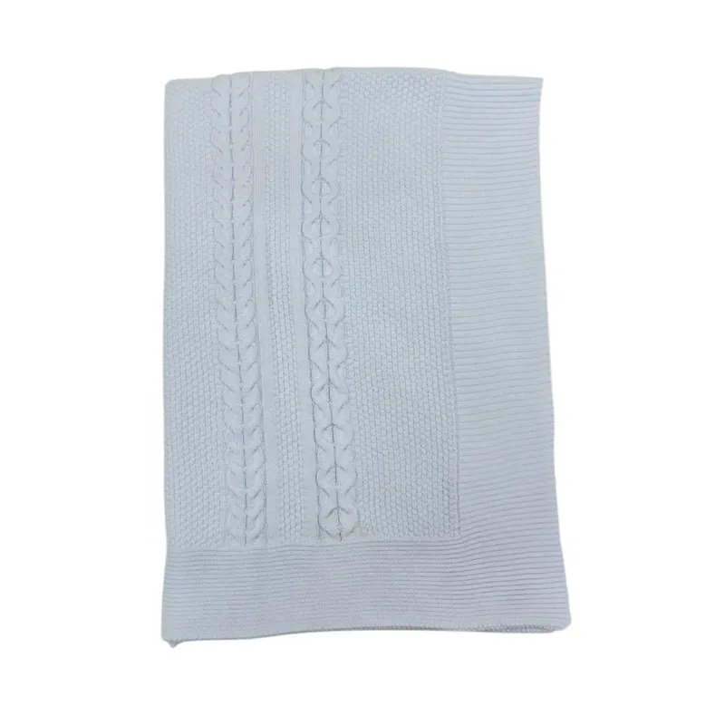 Classic Blue Aran Knit Blanket