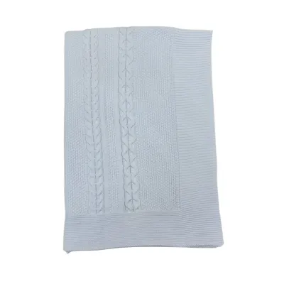 Classic Blue Aran Knit Blanket