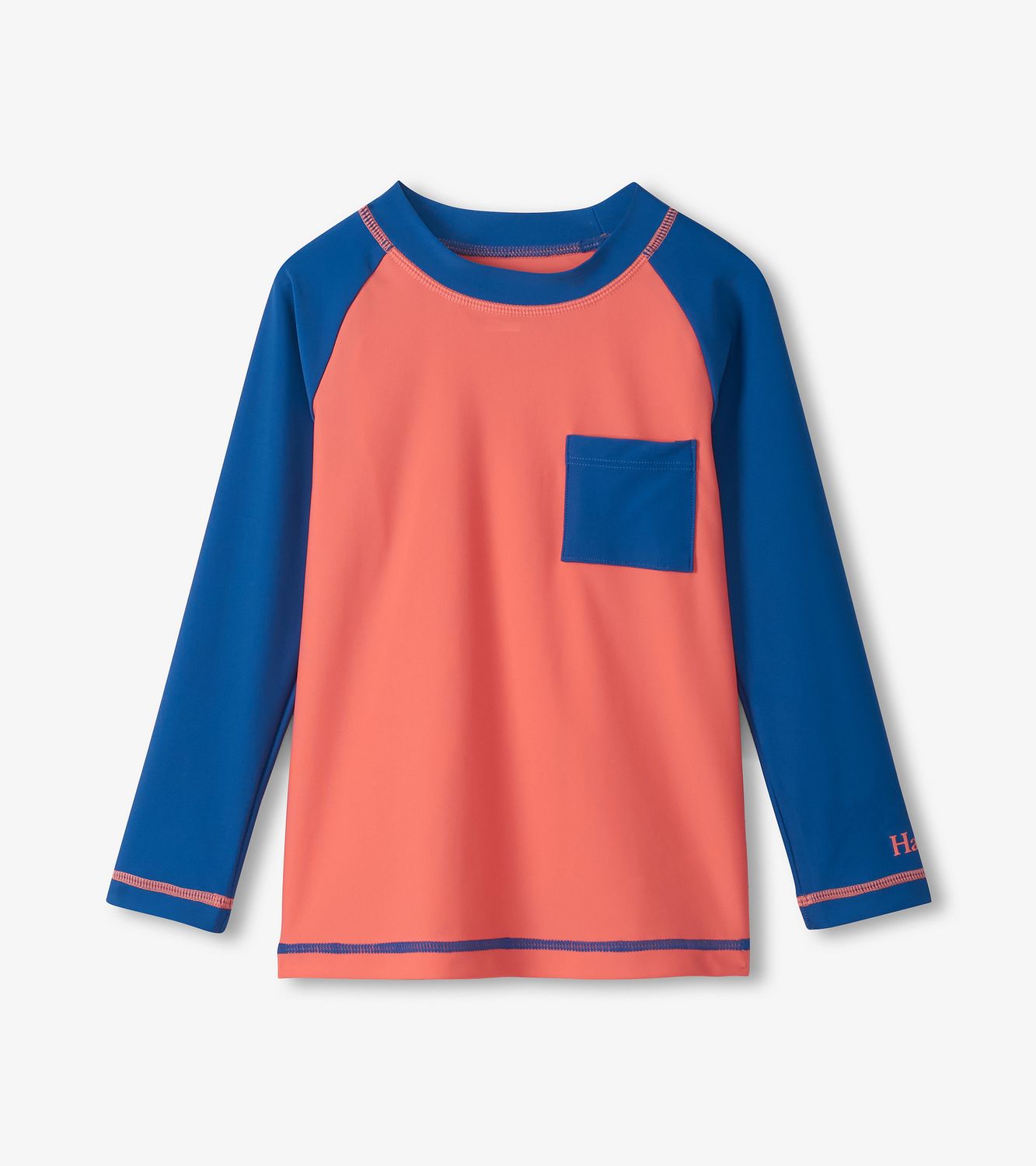 Coral And Navy Longsleeve Rashguard, Size: 2Y