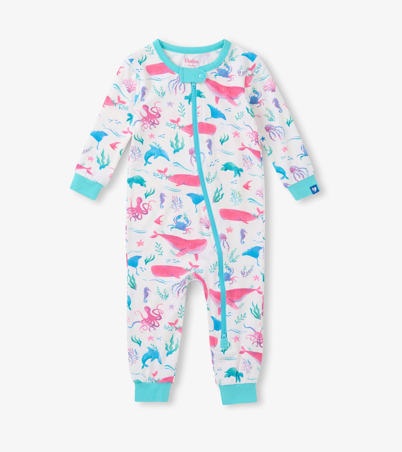 Painted Sealife Bamboo Coverall, Size: 3-6M