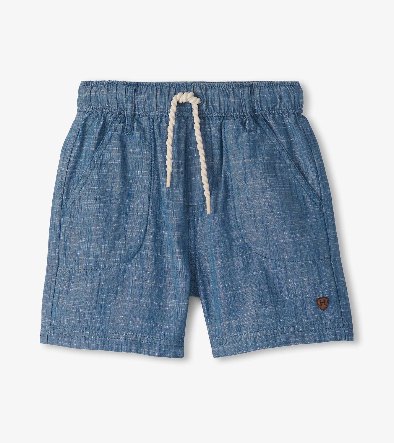 Indigo Blue Chambray Woven Shorts, Size: 2Y