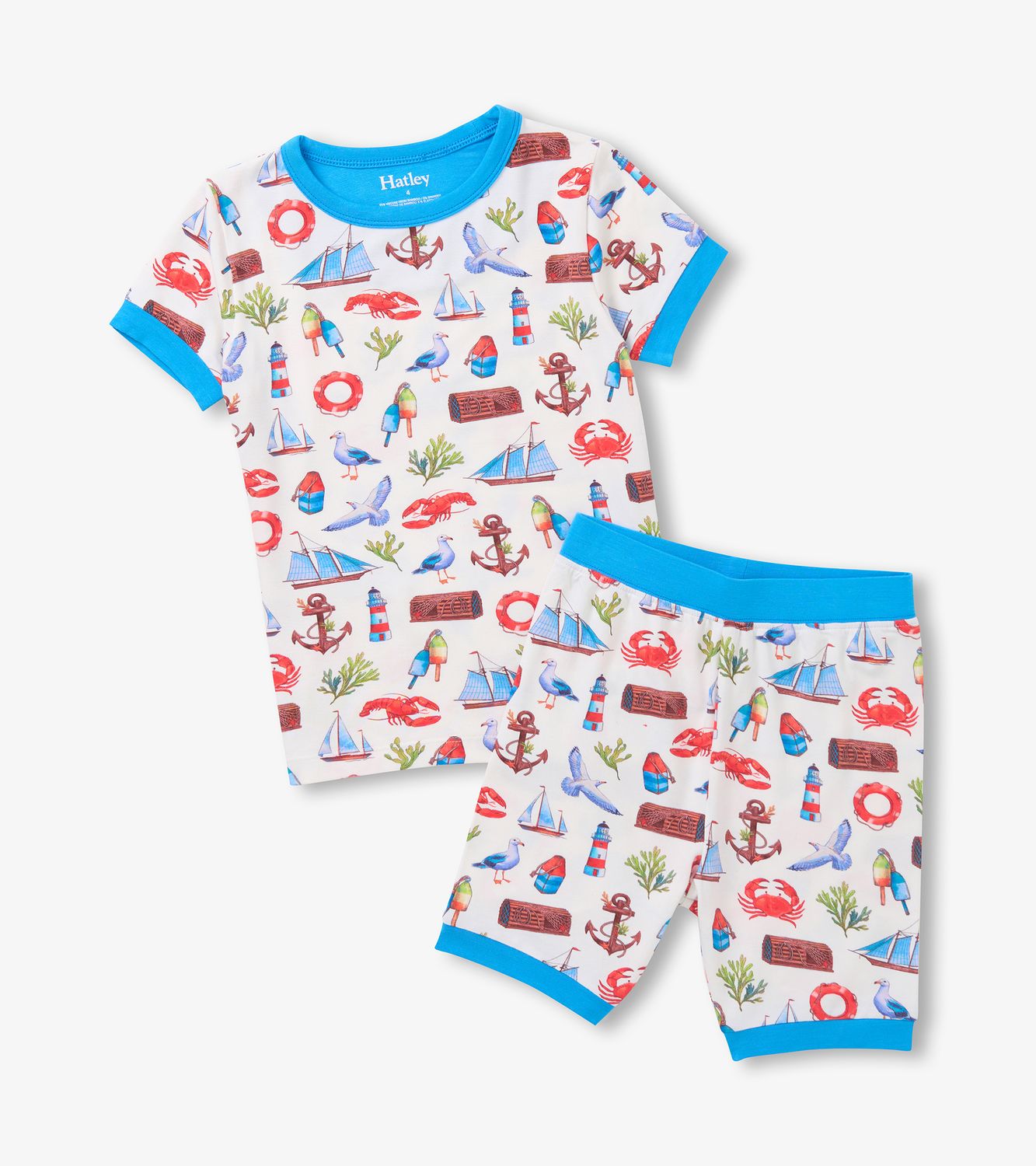 Painted Seascape Bamboo PJ Set, Size: 2Y