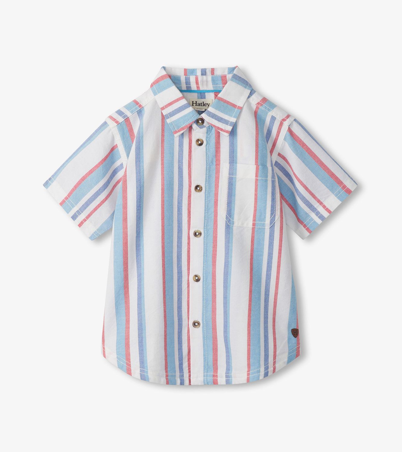 Nautical Stripes Woven Button Down, Size: 2Y