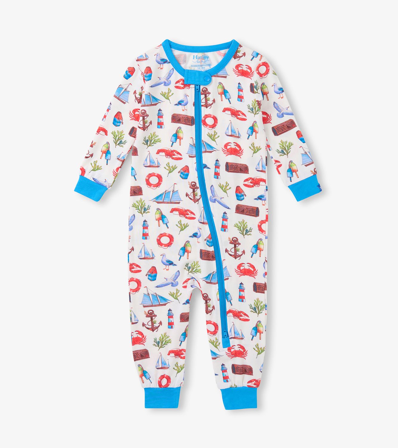 Painted Seascape Bamboo Coverall, Size: 3-6M