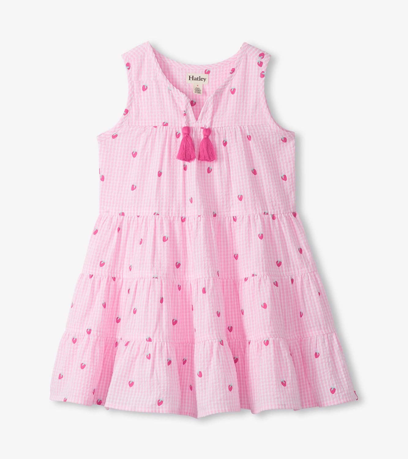 Gingham Berries Layered Tiered Dress, Size: 2Y