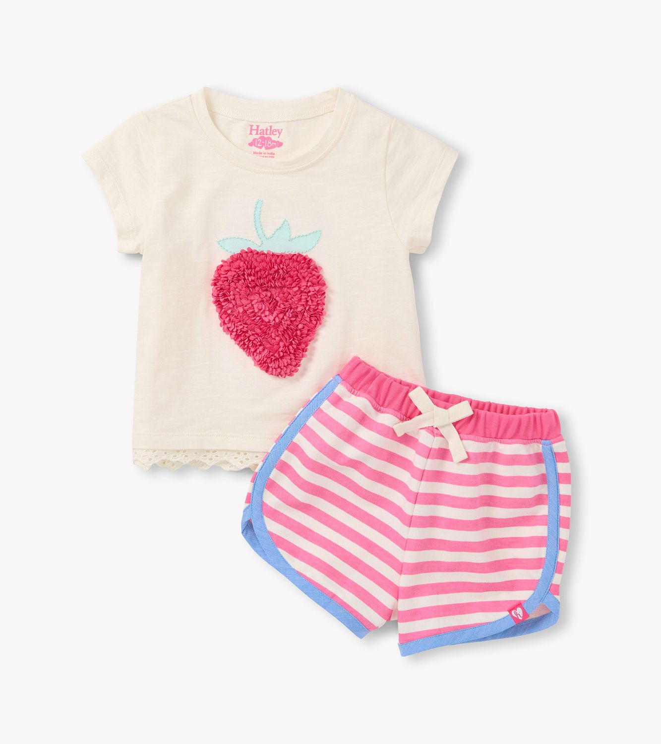 Raspberry Eyelet Trim Tee+Short Set, Size: 3-6M