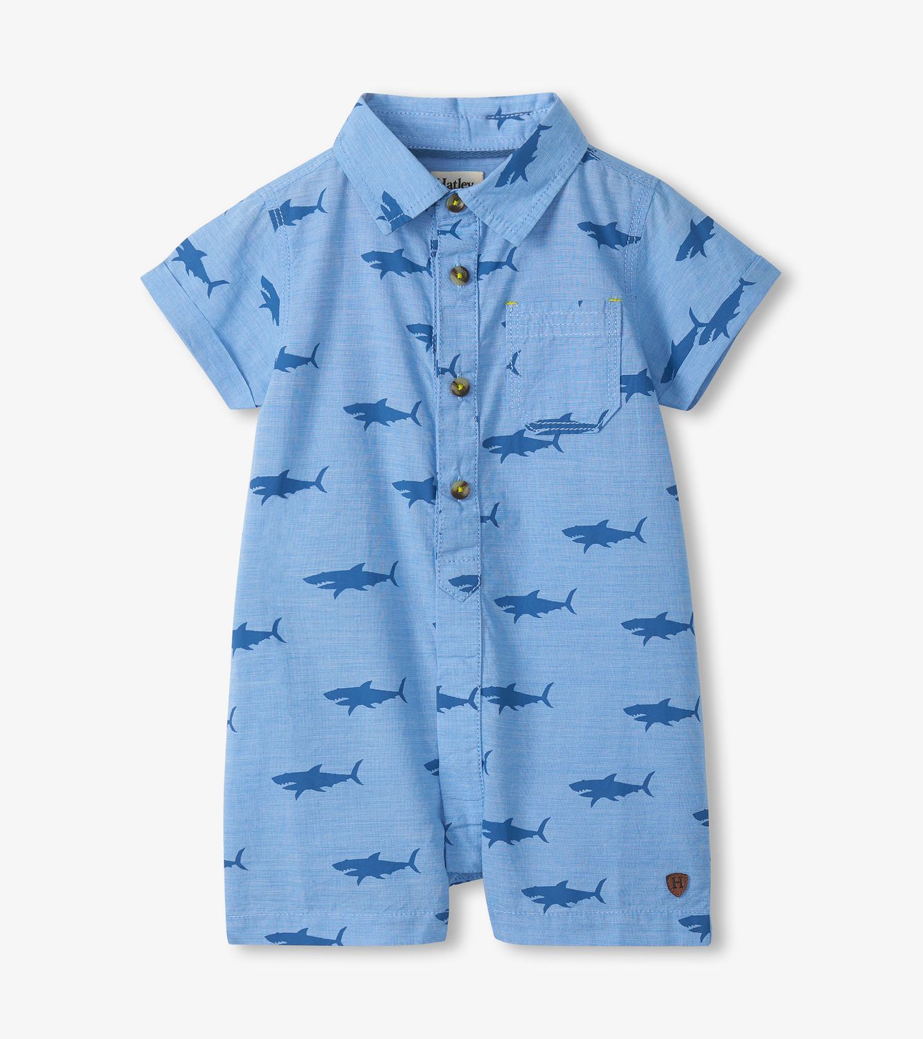 Baby Shark Woven Romper, Size: 3-6M