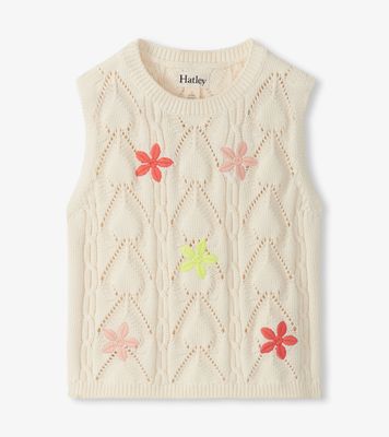 Cream Delicate Flower Crochet Top