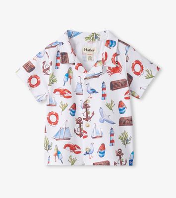 Painted Seascape Jersey Button Down